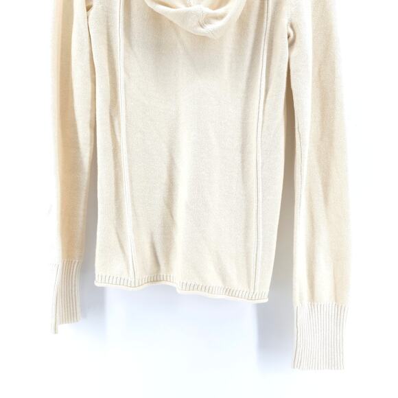 Eddie Bauer Heritage Classic XS Cream Cozy Cable Knit Hooded Sweater Rolled Hem - Picture 11 of 11